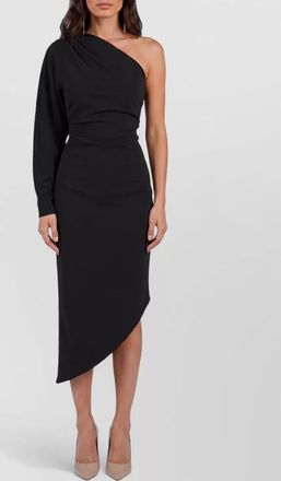Federica Tosi one-shoulder long-sleeve asymmetric draped midi dress