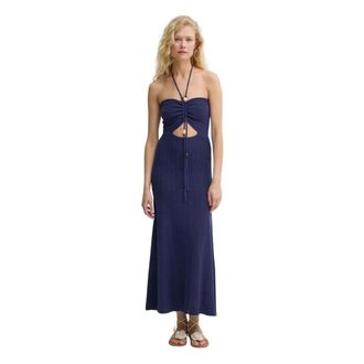 Sessun Dames, Jurken, Blauw, Maat: L Katoen