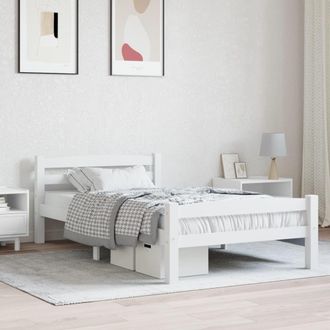 Berkfield Home Bed Frame White Solid Pinewood 90x200 cm