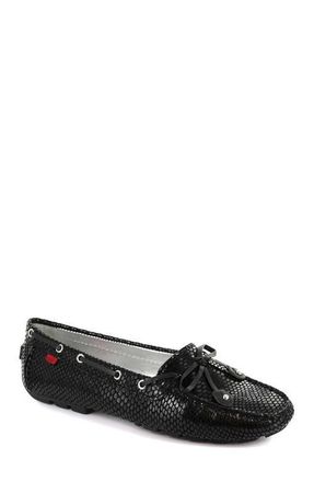 Marc Joseph New York Cypress Hill Leather Tiebow Driver Loafer in Black Snake at Nordstrom, Size 10.5