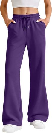 Generic Wide Leg Joggers for Women UK Baggy Fleece Sweatpants High Elastic Waist Straight Leg Trousers Ladies Tracksuit Bottoms Running Yoga Pants Lounge Jogg