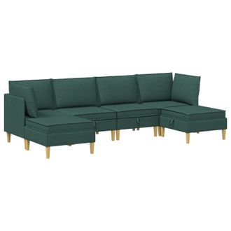 vidaXL Juego De Sof&aacute; Modular Con Almacenamiento 6 Pcs Verde Oscuro Vidaxl