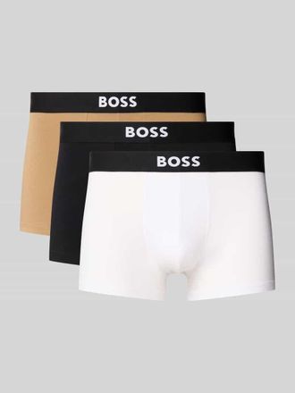 HUGO BOSS Regular Fit Trunks aus Baumwoll-Elasthan-Mix im 3er-Pack in Beige, Gr&ouml;&szlig;e S