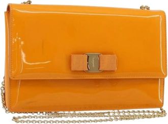 Ferragamo Pre-owned Patent Leather Shoulder Bag - Dames - Vintage Schoudertas - Oranje - ONE Size - Vintage