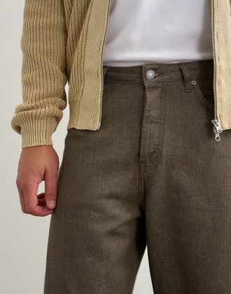Topman Jeans bombati rigidi verde slavato