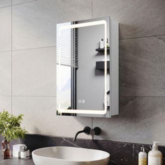 Elegant Lighting Elegant - Bathrrom Wall Cabinet Illuminated led Mirror with Shaver Socket, 3 Lights Changing Modes, Wireless Hinge Design, Single Door 380x600mm
