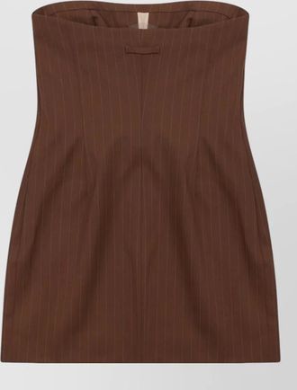 Jean Paul Gaultier strapless pinstripe dress pockets buttons slit