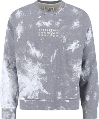 Maison Margiela Grey Tie-Dye Printed Logo Cotton Sweatshirt