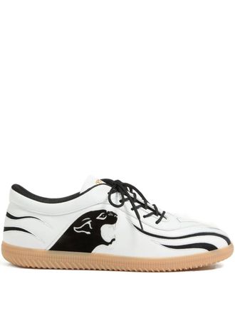 Valentino Garavani Kicky panther-patch leather sneakers - men - Calf Leather/Polyester/Rubber - 43.5 - White