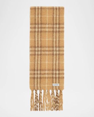 Burberry Narrow Check Alpaca Wool-Blend Scarf