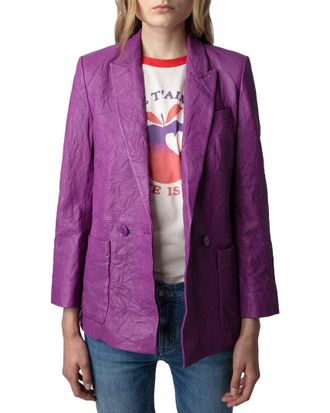 Zadig&Voltaire Visko Cuir Froisse Leather Blazer