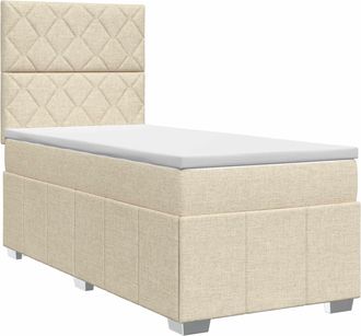 vidaXL Cama Box Spring Con Colch&oacute;n Con Cabecera Crema 80 X 200 Cm Tela Vidaxl