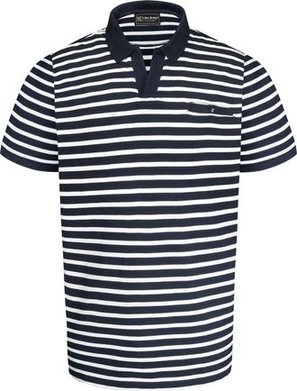 KAM Striped Polo Shirt V Neck Short Sleeve Cotton Top Mens Plus Size 2-8XL 5515 (UK, Alpha, 4XL, Plus, Regular, Navy)