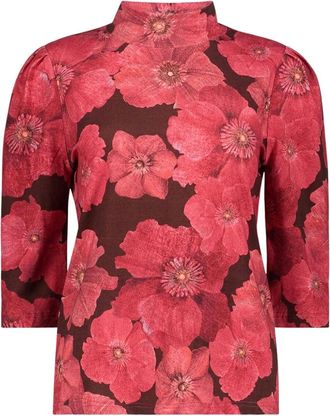 Geisha Top met bloemenprint - Dames - Blouses & Shirts - Rood - Maat: S Viscose
