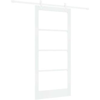 vidaXL Puerta Corrediza Manual Blanco 93 X 202 Cm Madera Y Metal Vidaxl