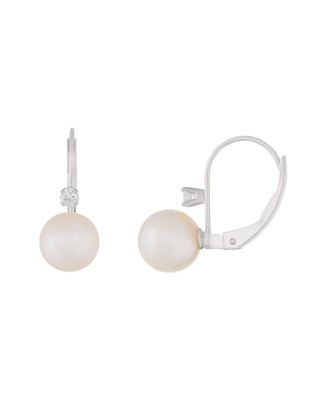 Splendid Pearls 14K 0.10 Ct. Tw. Diamond 7-8Mm Freshwater Pearl Earrings