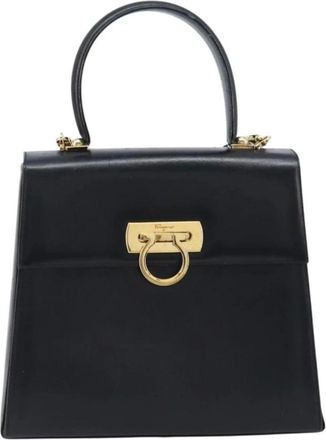 Ferragamo Pre-owned Handbags, female, Black, Size: ONE SIZE Pre-owned Vintage Gancini Flap Top Handle Bag