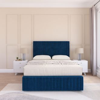 Sloomy Madison Divan Bed Set With No drawers & Matching Footboard - Plush Velvet in Navy | Size: Single