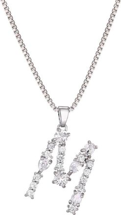 Adornia Mixed Crystal Initial Pendant Necklace in Silver-M at Nordstrom Rack