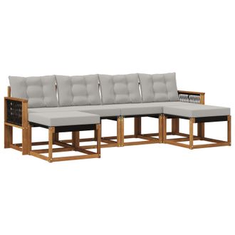 vidaXL Conjunto De Sof&aacute;s De Exterior 6 Pcs Natural Y Gris Claro Vidaxl