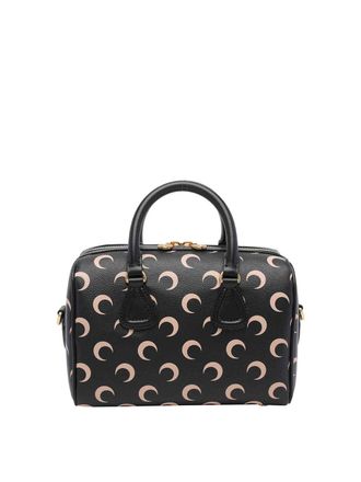 Marine Serre black moon canvas strike handbag