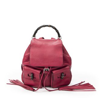 Gucci Pre-owned Womens Medium Bamboo Tassel Backpack Shoulder Bag - Pink - One Size