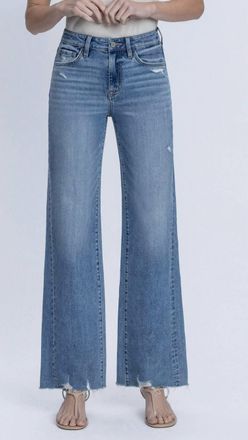 Flying Monkey Womens High Rise Slant Side Seam Vintage Flare Jeans In Blue