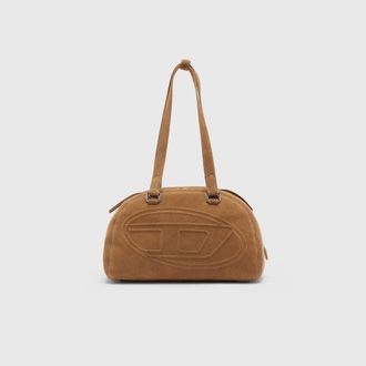 Diesel 1DR Dome-Suede shoulder bag with Oval D logo - Shoulder Bags - Unisex - Beige
