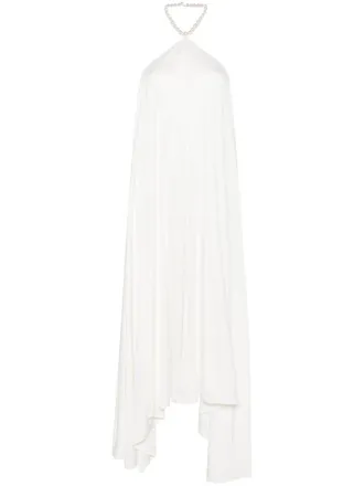 Retrof&ecirc;te Maryam pearl-embellished dres - women - Viscose/Viscose/Silk/Spandex/Elastane/Silk/Polyester/Faux Pearl - S - White