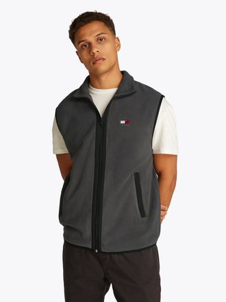 Tommy Jeans Plus Fleeceweste TOMMY JEANS PLUS TJM POLAR FLEECE VEST EXT, Herren, Gr. 3XL, washed schwarz, schwarz contrast, Web, Obermaterial: 100% Polyester, Westen F