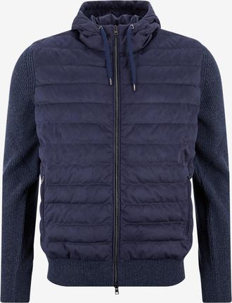 Herno Wollcardigan mit gestepptem Kunstwildleder Resort