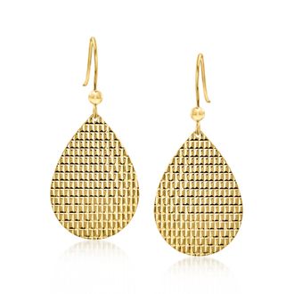 Ross-Simons Italian 10kt Yellow Gold Textured Teardrop Earrings