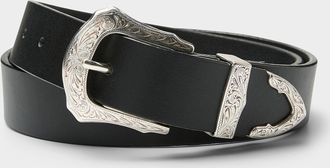 Le 31 Mens Patterned-buckle Western belt