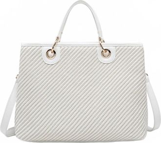 Jen & Co. Womens The Nancy Woven Tote Bag In White
