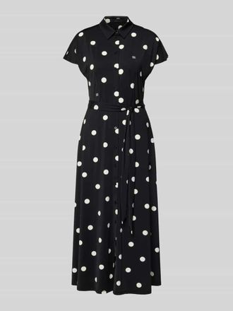 Oui Hemdblusenkleid im Allover-Look mit Bindeg&uuml;rtel in Black, Gr&ouml;&szlig;e 34