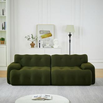 STILVORA Divano Modulare 2 Posti In Tessuto Con Schienale Ergonomico E Braccioli Larghi, Senza Montaggio, Verde