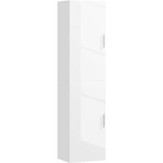 HOMCOM Homcom - Columna De Ba&ntilde;o De Pared Armario De Ba&ntilde;o Con Estantes Ajustables Y 2 Puertas Mueble De Ba&ntilde;o Moderno 40x30x160 Cm Blanco