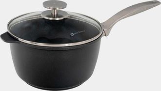 Swiss Diamond CHD Nonstick Saucepan with Glass Lid, 3.2 qt in Black at Nordstrom