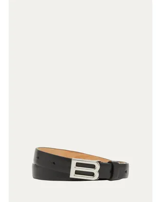 Balenciaga Mens Bolero B-Buckle Leather Belt