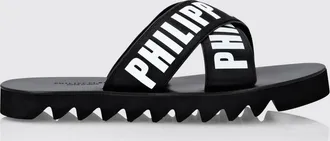 Philipp Plein Ciabatte slide in poliestere con logo stampato a contrasto