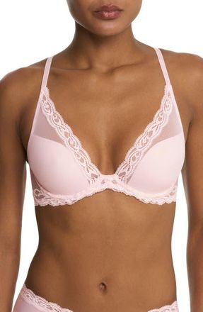 Natori Feathers Plunge T-Shirt Basics Bra in Pink Sky at Nordstrom, Size 36Ddd