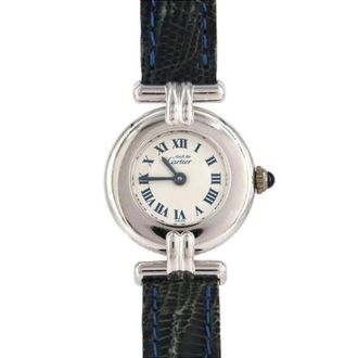 Cartier Pre-owned Must Colisee Silver Quartz - Dames - Vintage Horloges - Grijs - ONE Size - Leer - Vintage