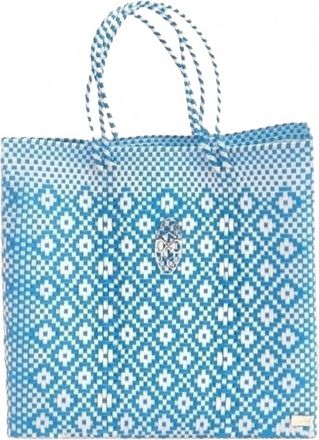 Lola's Bag Womens Medium Handmade Aztec Regular Strap Tote Bag In Sea Blue