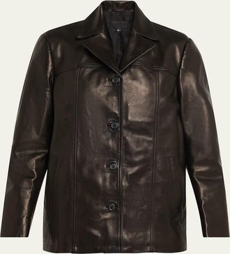 Nili Lotan Brett Leather Single-Breasted Blazer Jacket