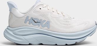 Hoka One One Womens Clifton 10 oat and blue sneakers Women