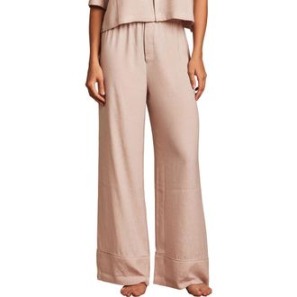 Barefoot Dreams Washed Satin Jacquard Wide Leg Pajama Pants in Feather at Nordstrom Rack, Size X-Large