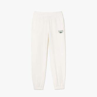 Lacoste Womens Straight Leg Sweatpants in Cream Cotton - Size 12 UK