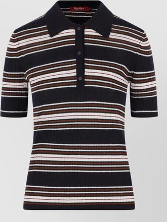 Max Mara striped short-sleeve silk polo shirt