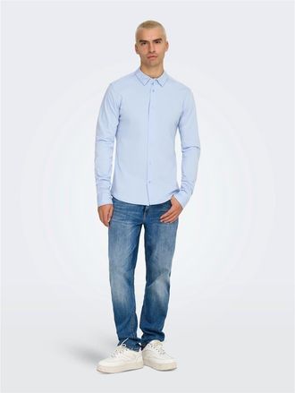 Only Heren Only Regular Fit Lange Mouwen Shirt in Cashmere Blauw