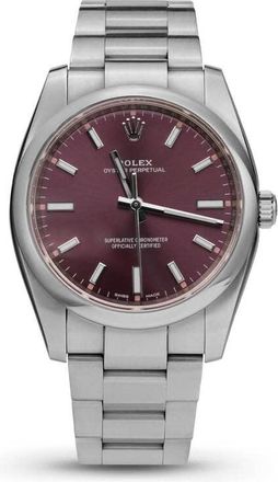Rolex Pre-owned Rolex Oyster Perpetual Automatic Chronometer Red Dial Ladies Watch 114200 RGSO
